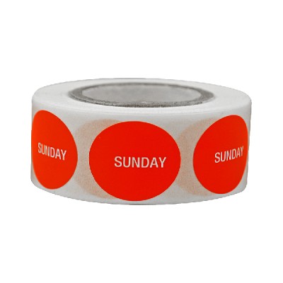 Marking label -Sunday / Paper-Red-20mm