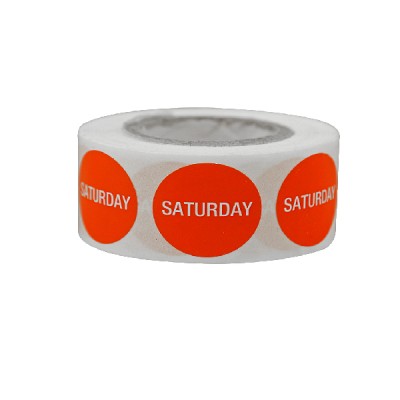 Marking label -Saturday / Paper-Red-20mm